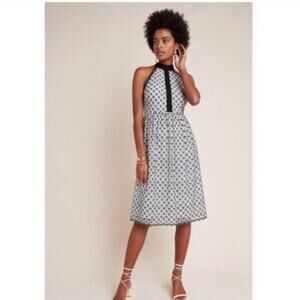 Anthropologie Eri + Ali Ninetta white black eyelet lace overlay dress 6P NWT